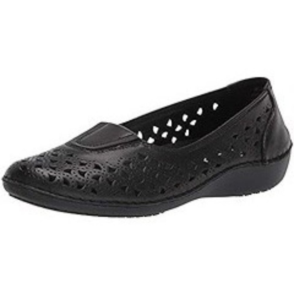 Propet Cabrini Women’s Ballet Slip On Perforated Black Leather Comfort Flats- 9M